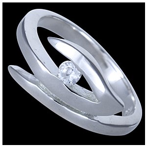 Prsten stříbrný, CZ, tvar V