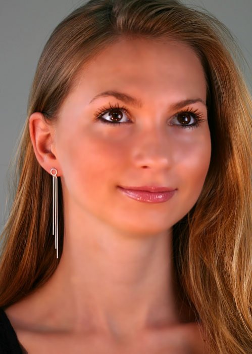 Náušnice stříbrné, trojřetízek