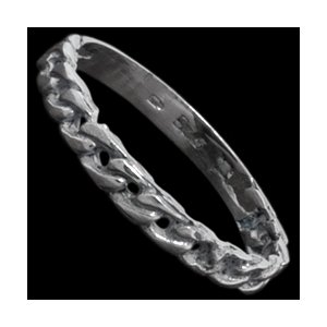Prsten stříbrný, řetízkový design