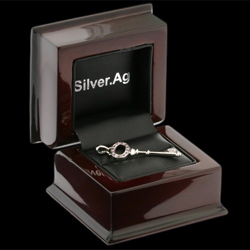 Přívěsek zlatý, diamanty, rubíny, klíč