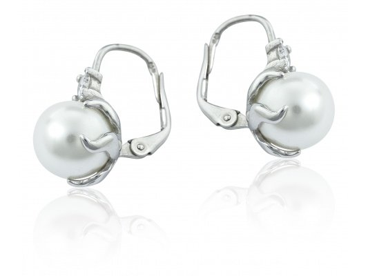 Stříbrné náušnice E1190 perla bílá
