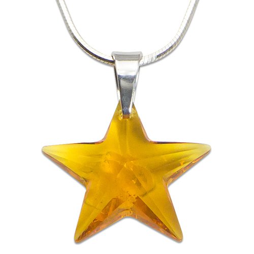 Stříbrný náhrdelník s krystalem Swarovski Star Topaz 4964