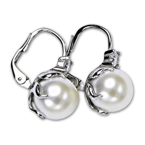Stříbrné náušnice E1190 perla bílá