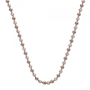 Stříbrný řetízek Hot Diamonds Emozioni Silv and Rose Gold Bead Chain 18