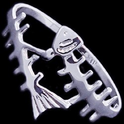 Prsten stříbrný, kostra ryby (fishbone)