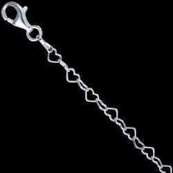 Náramek stříbrný, 7233-45 Heart chain