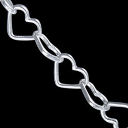 Náramek stříbrný, 7233-45 Heart chain