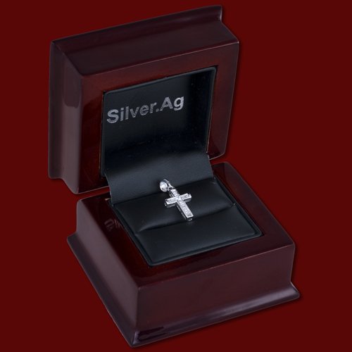 Přívěsek zlatý, diamanty, křížek