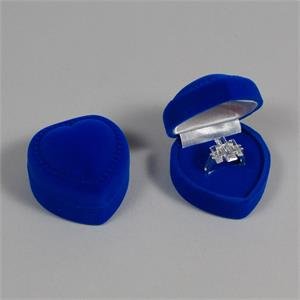 Sametová dárková krabička na prsten - modrá