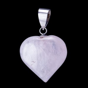 Přívěsek stříbrný, růžový quartz, srdce