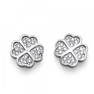 Náušnice s krystaly Swarovski Oliver Weber Fourleaf crystal