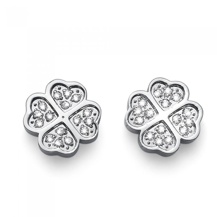 Náušnice s krystaly Swarovski Oliver Weber Fourleaf crystal