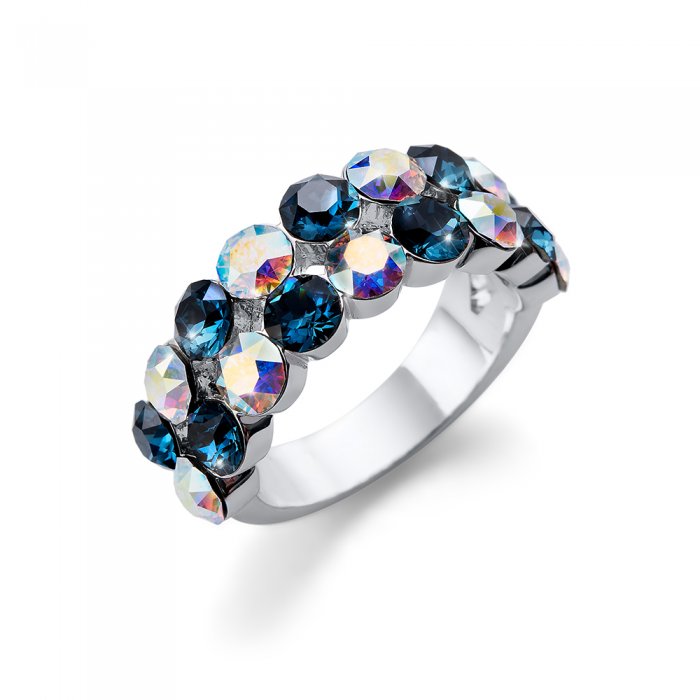 Prsten s krystaly Swarovski Oliver Weber Port blue
