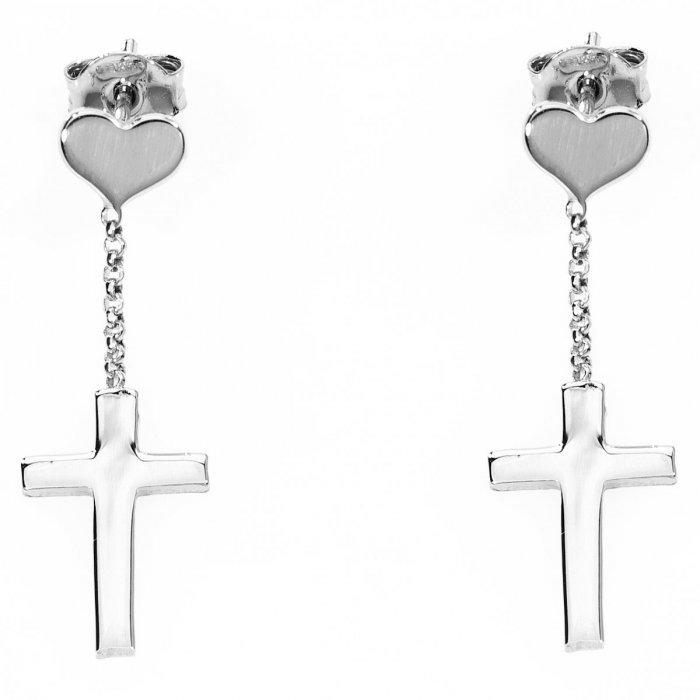 Stříbrné náušnice Amen Hearts a Crosses