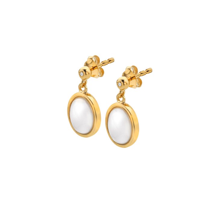 Pozlacené náušnice Hot Diamonds X Gemstones Oval DE775
